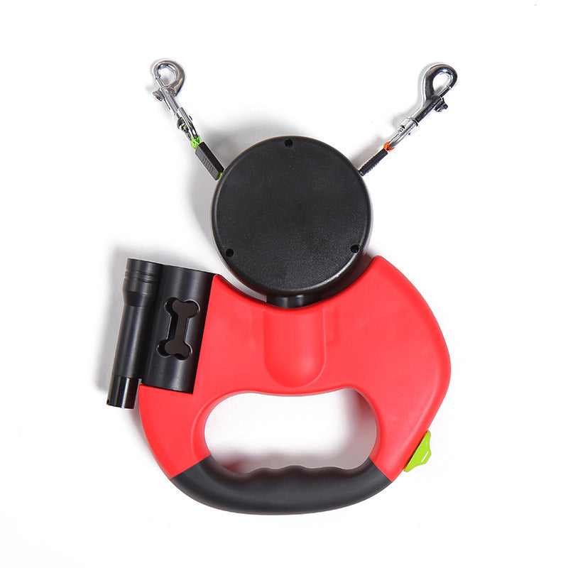 Guinzaglio Retrattile Doppio per Cani di Piccola Taglia con Luce LED e Sistema Antigroviglio 360°